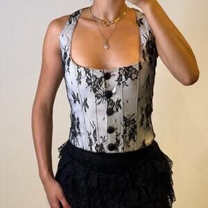 White and Black Lace Corset